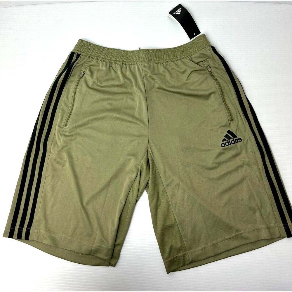 adidas Designed 2 Move 3-Stripes Orbit Green Black Zip Pocket Shorts H55312